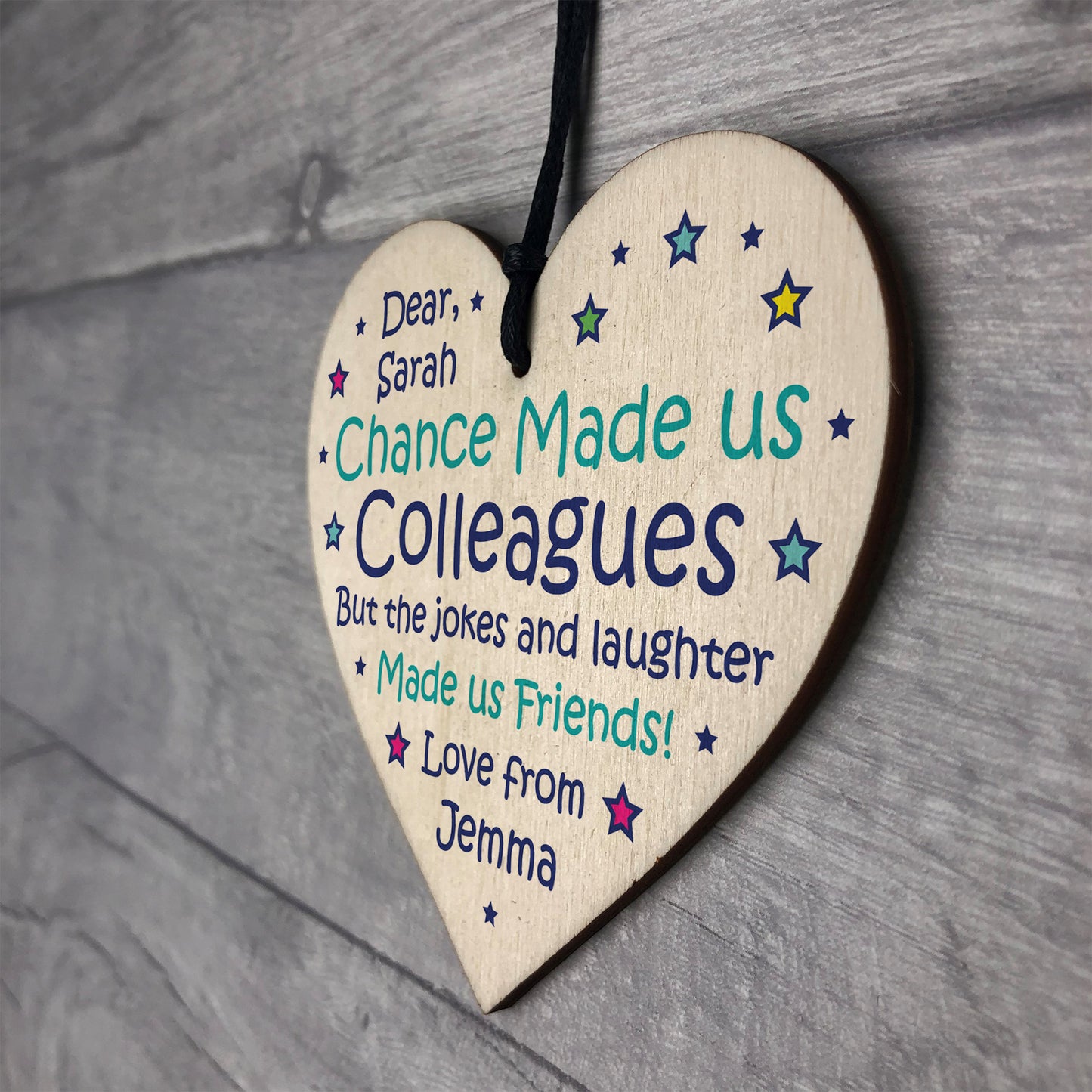 Personalised Chance Made Us Colleague Heart Plaque Thank You