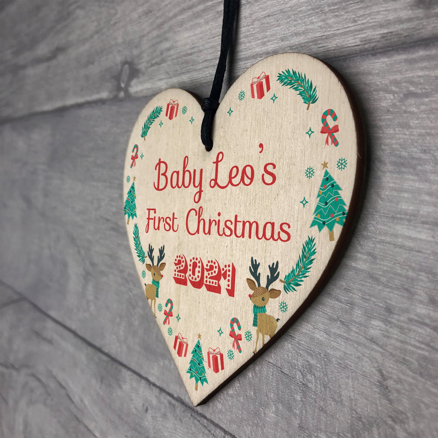 Babys 1st Christmas Bauble Tree Decoration Personalised Heart