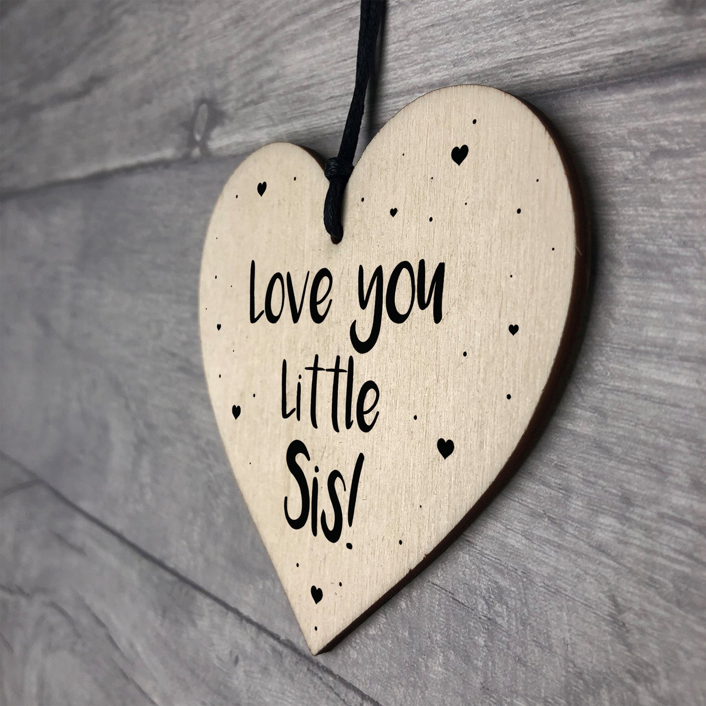 Novelty Little Sister Gift Wood Heart Love Plaque Birthday Xmas