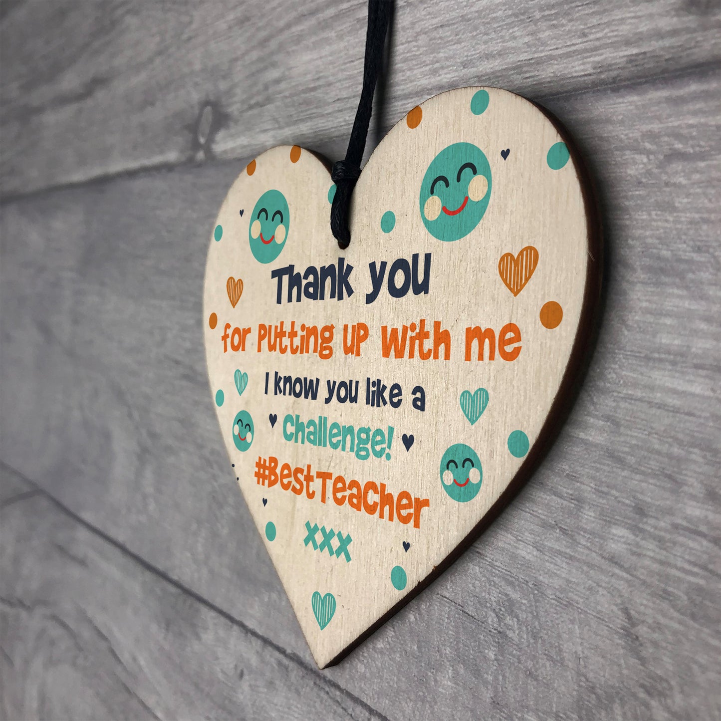 Funny Cheeky Teacher Gift Wooden Heart Leaving School Nursery