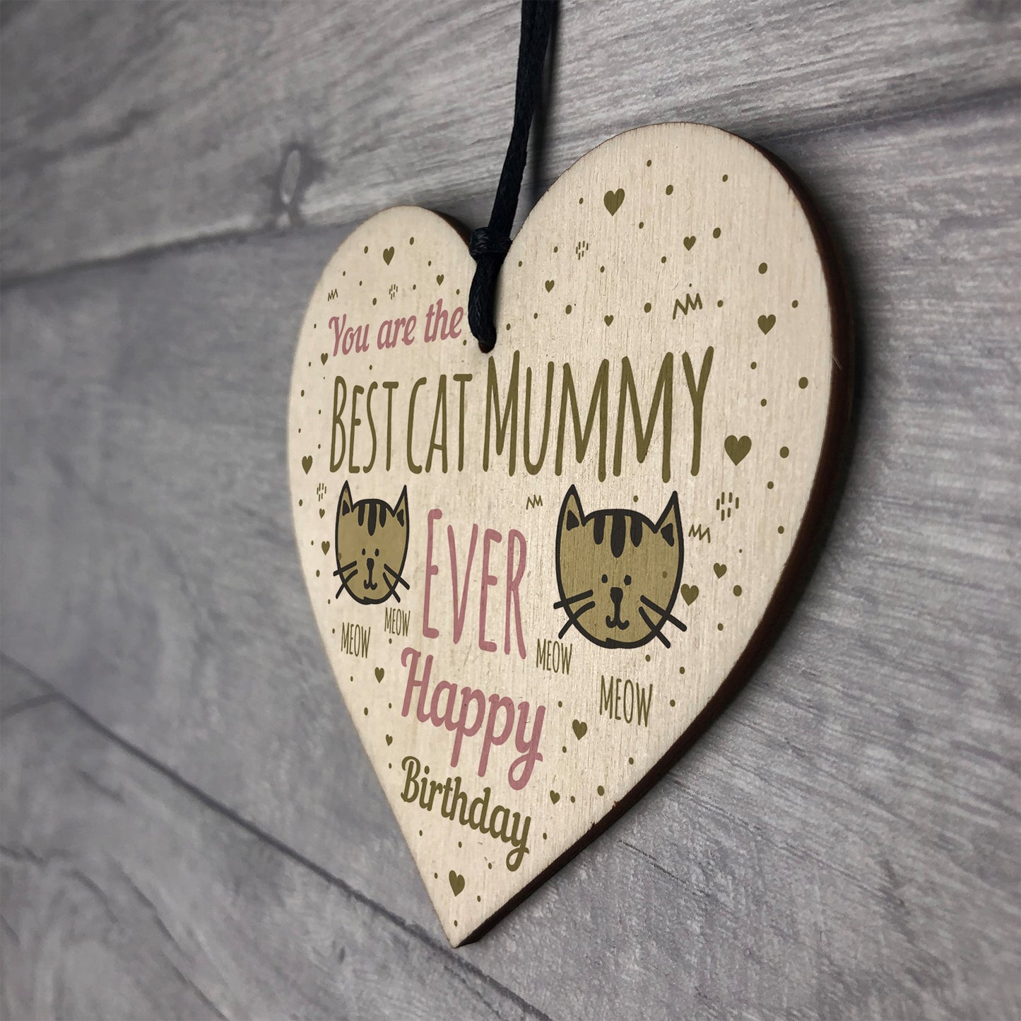Best Cat Mummy Funny Mum Birthday Gifts Wood Heart Humour Cat