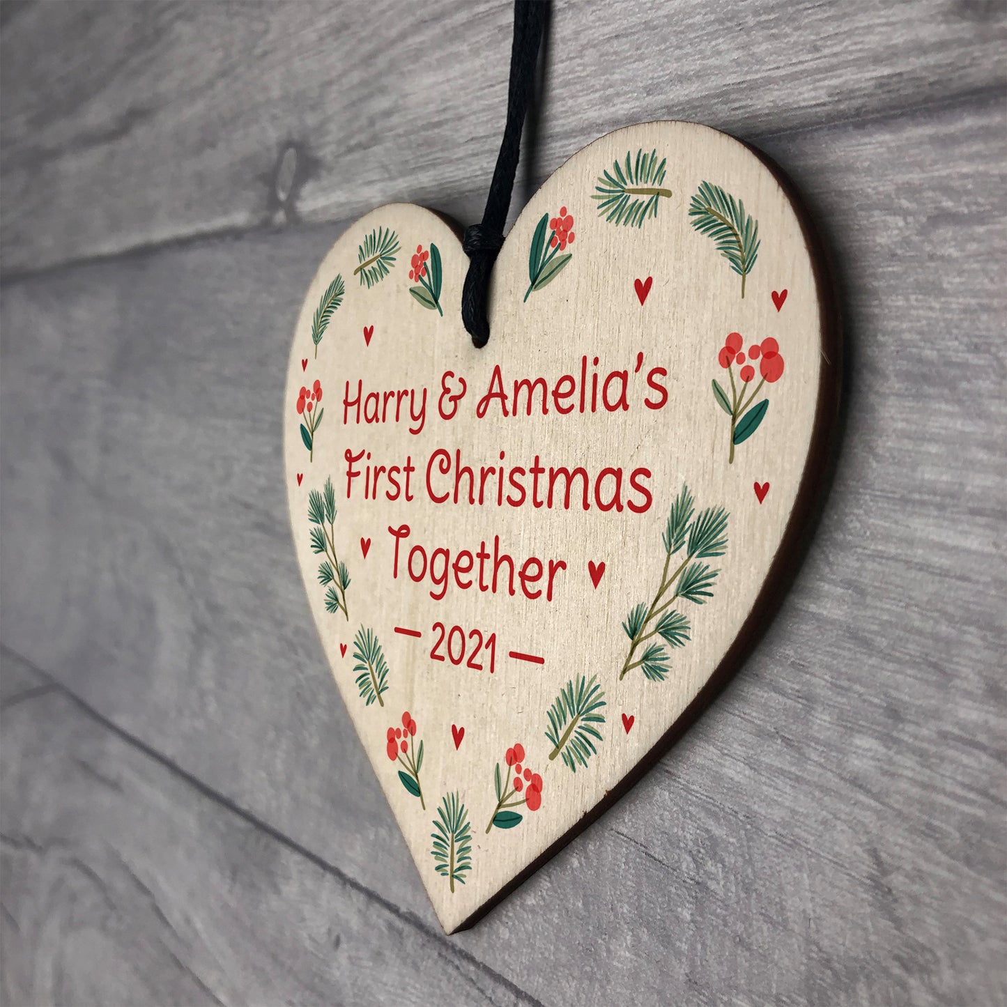 Personalised 1st Christmas Together Wood Bauble Xmas Tree Decor