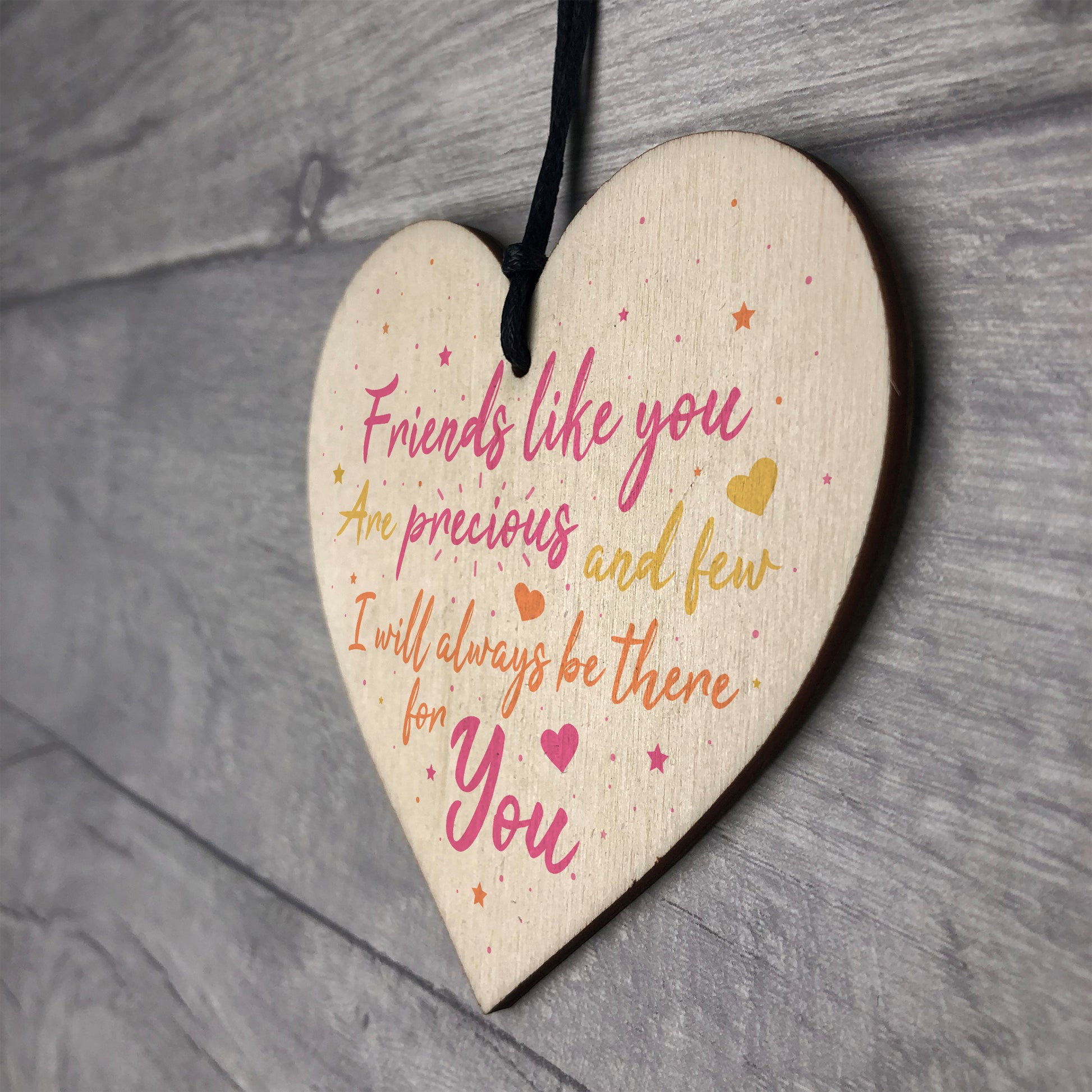 Pixie's Gifts Personalized Heart-Shaped Friendship Plaque - 'Friendship Gives Hope' Oak Veneer Wall Decor, 4x3.5 Inches