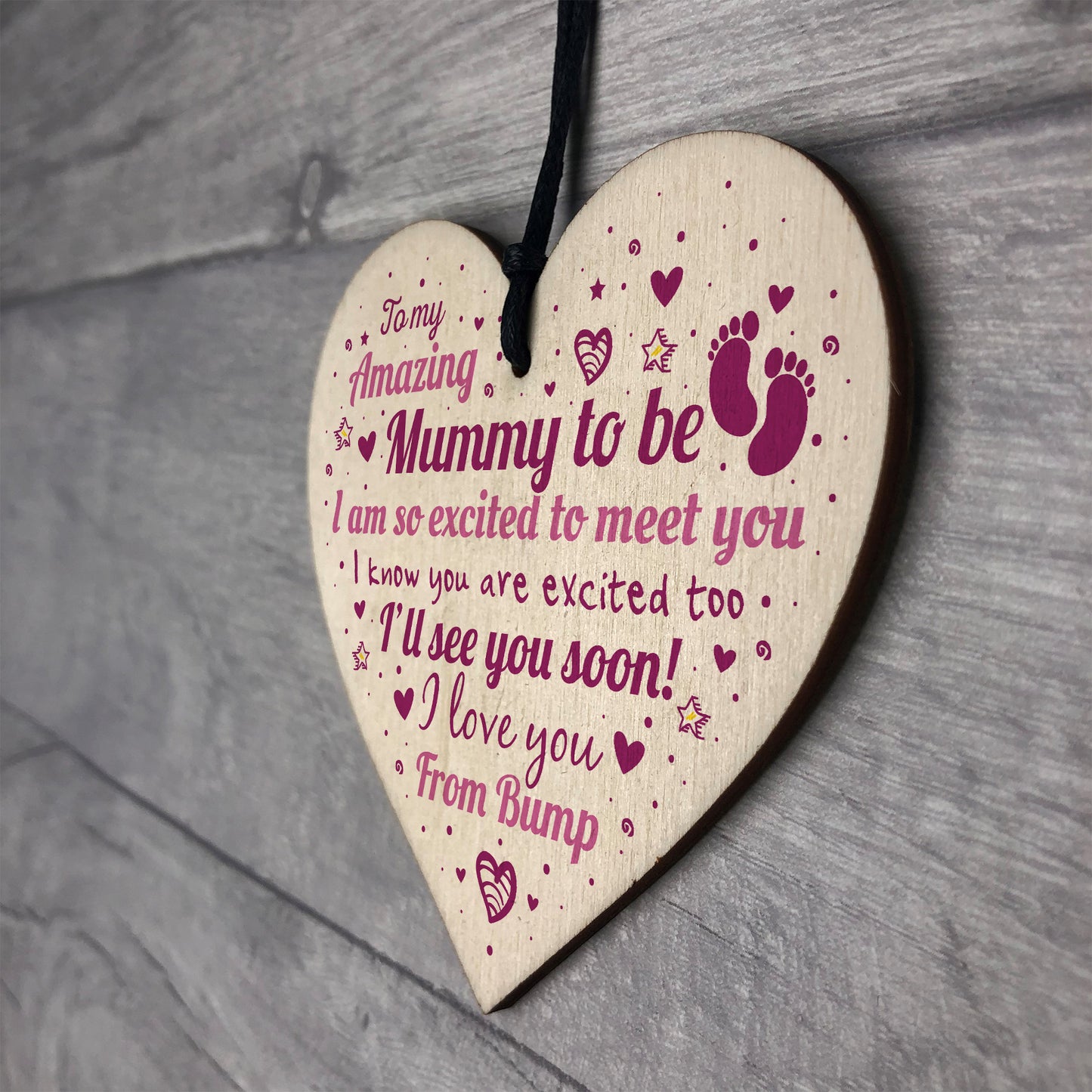 Mum Mummy To Be Gift Funny Novelty Wood Heart Baby Shower Gift