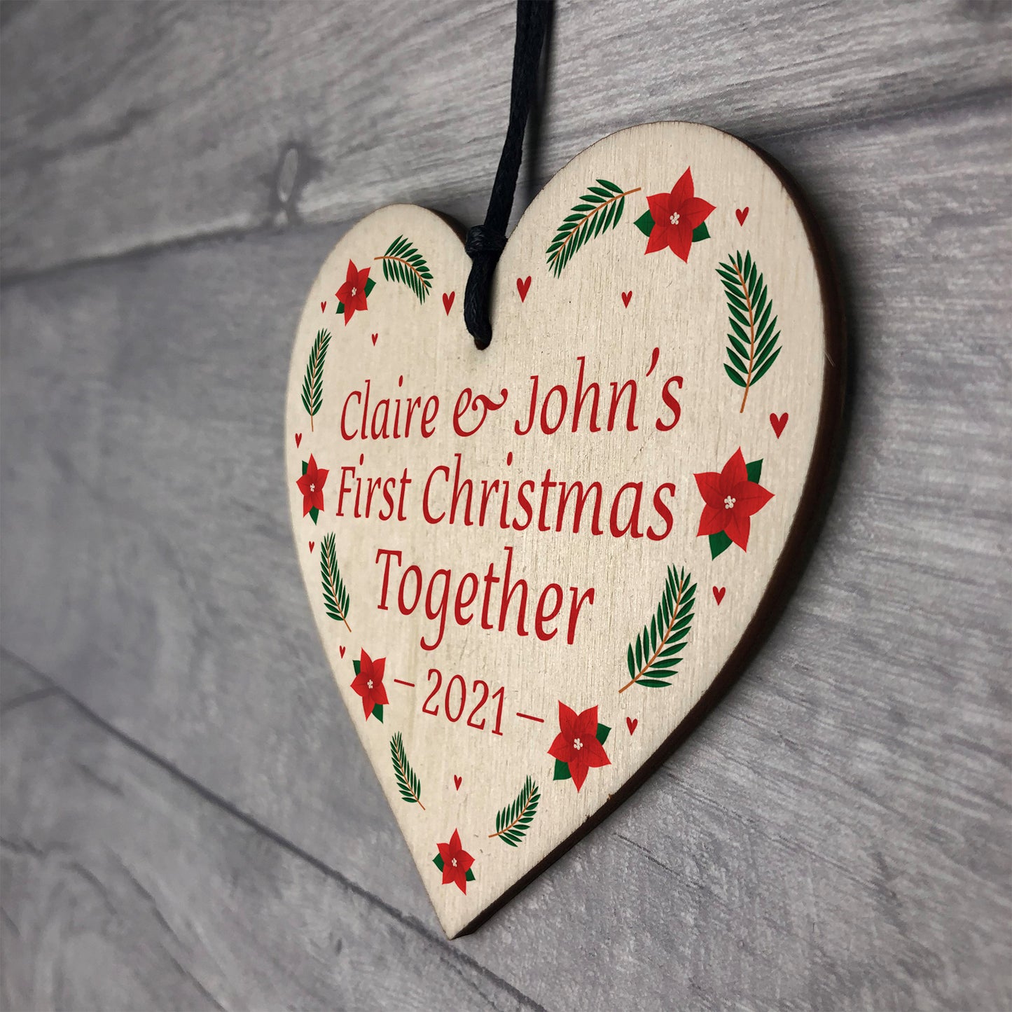 First Christmas Together Wood Bauble Personalised Tree Decor