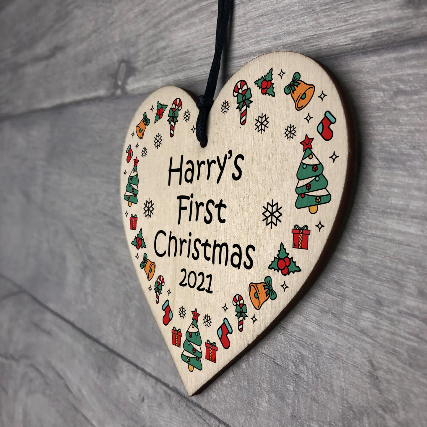 Baby's 1st Christmas Bauble Personalised Heart Xmas Tree Decor