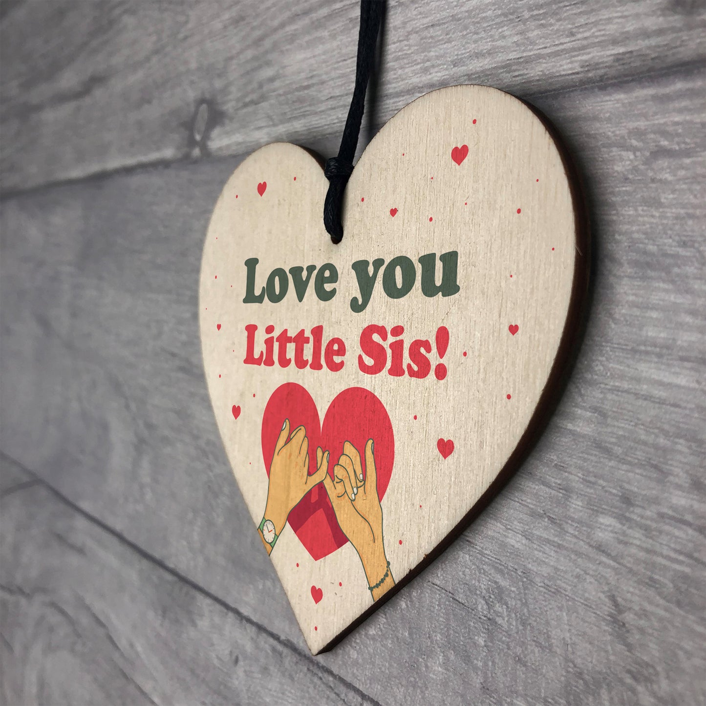 Little Sister Gift Wood Heart Birthday Christmas Gift For Sister