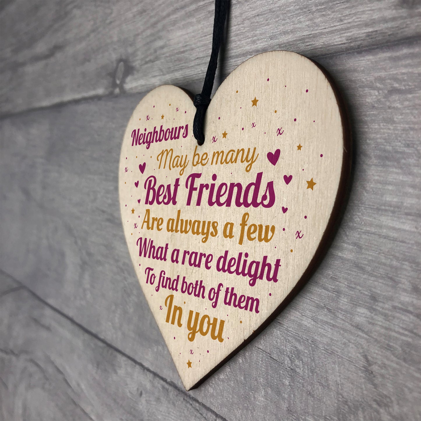 Neighbour Friendship Gift Handmade Wooden Heart Best Friend Sign