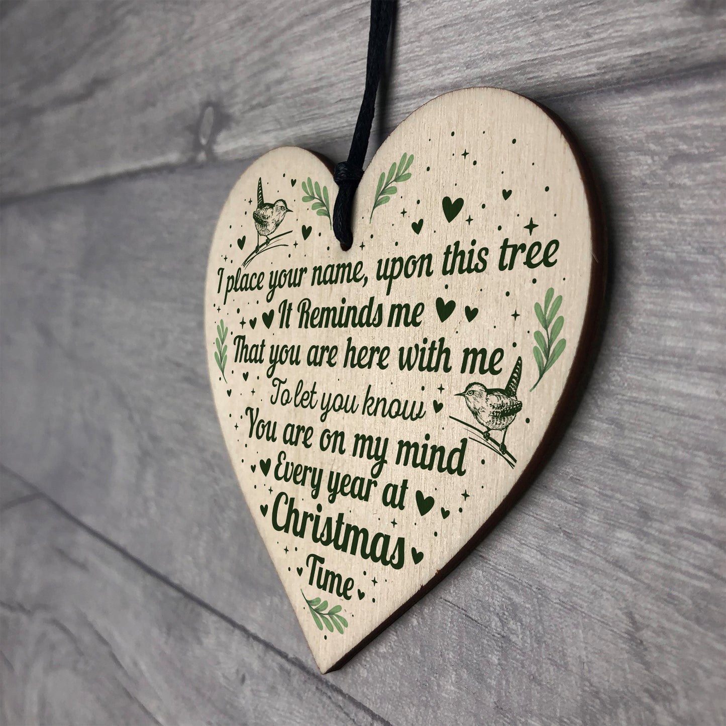 Christmas Time Memorial Bauble Tree Decoration Wooden Chic Gifts