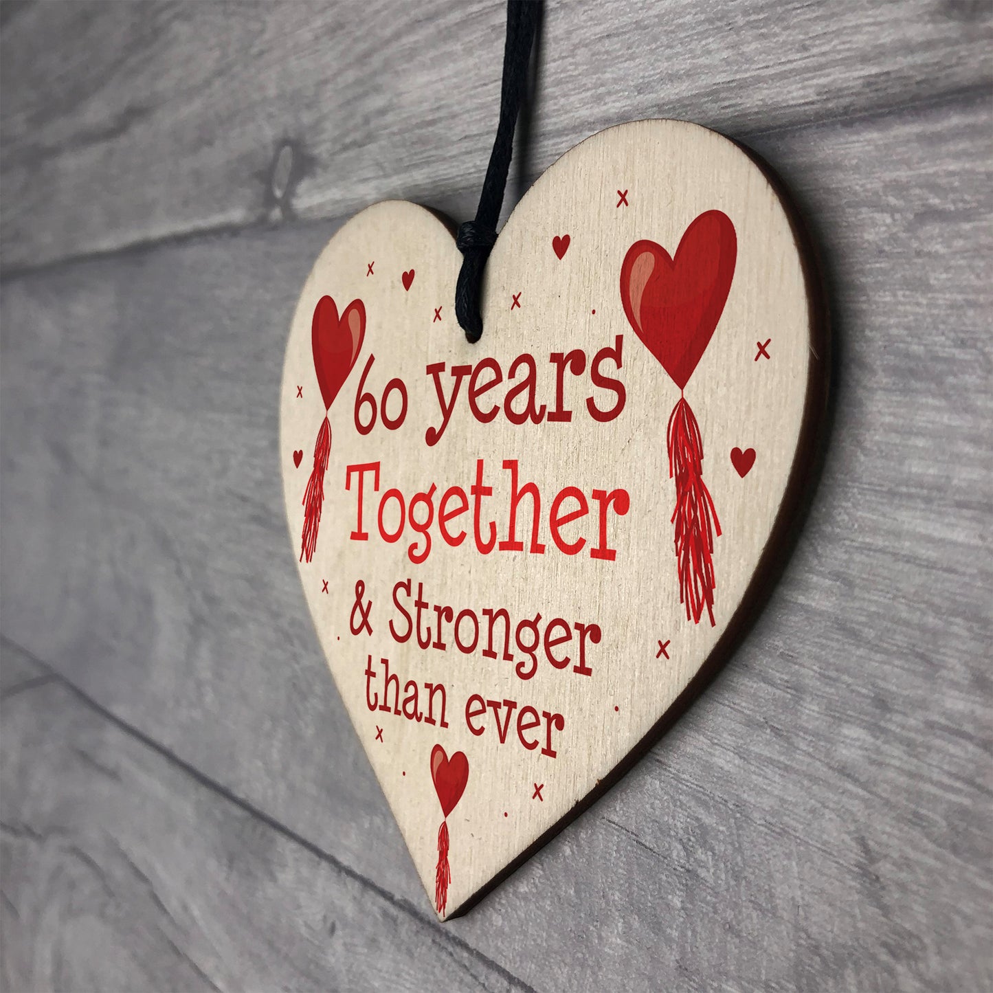 60th Anniversary Gift Wood Heart Perfect Gift For Husband Wife