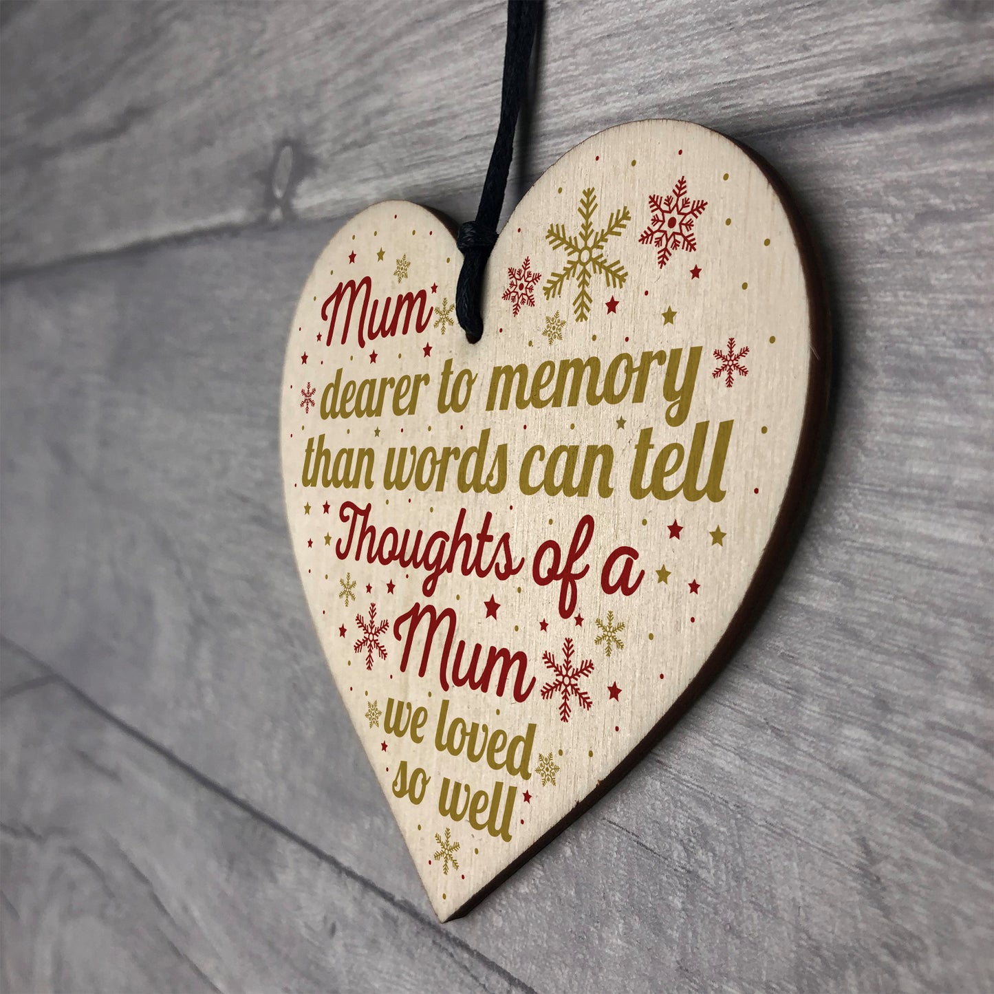 Mum Memorial Christmas Tree Bauble Grave Wooden Hanging Heart