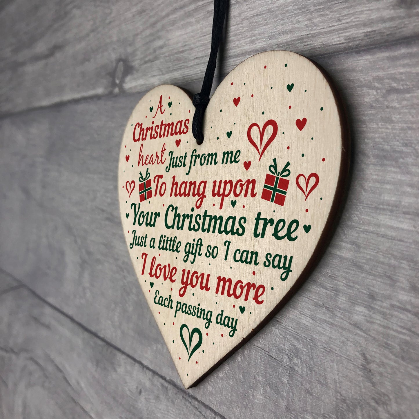 Gift For Mum Dad Nan Wife Christmas Tree Bauble Wood Heart Xmas