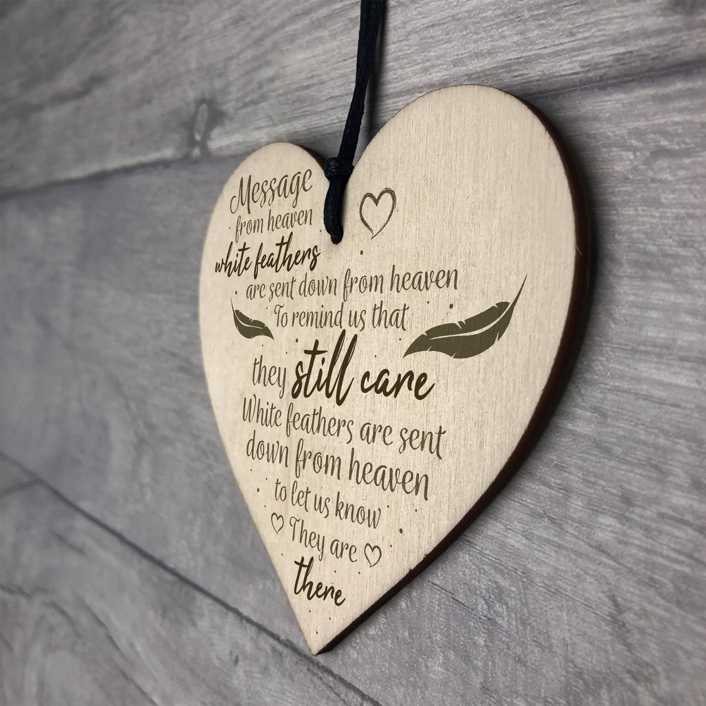 In Memory Hanging Wooden Heart Wall Plaque Mum Dad Memorial
