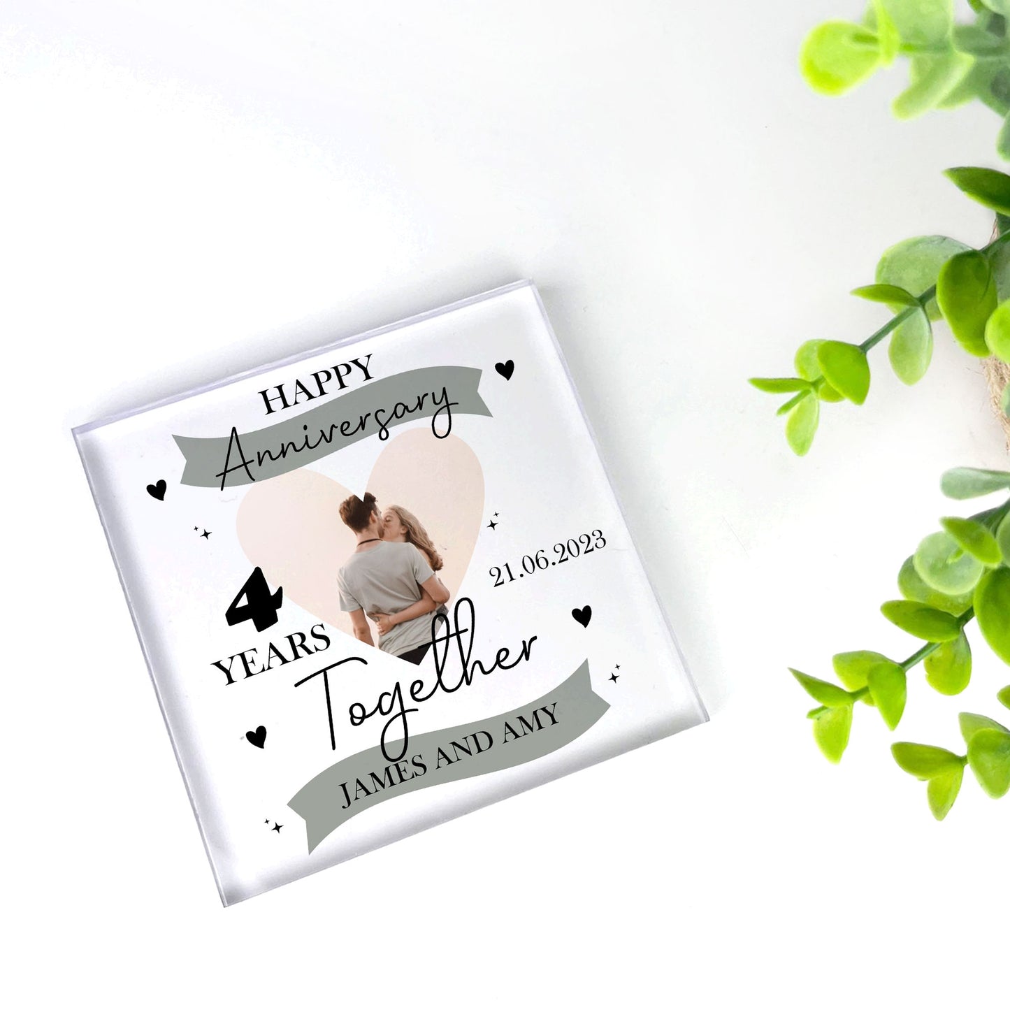 4th Anniversary Gift Personalised Photo Block Husband