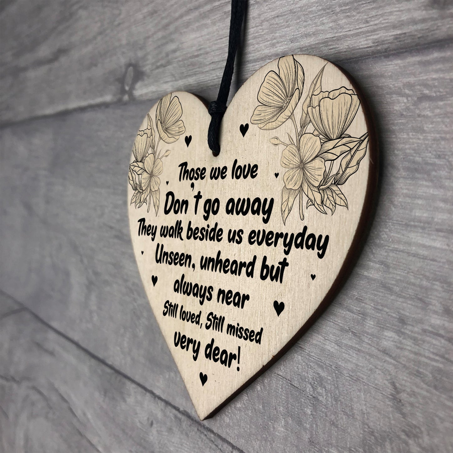 Memorial Hanging Heart Sign Bereavement Remembrance Poem Mum Dad
