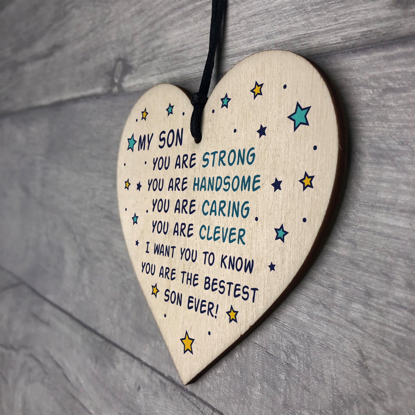 Novelty Son Gifts For Christmas Birthday Wooden Heart Keepsake