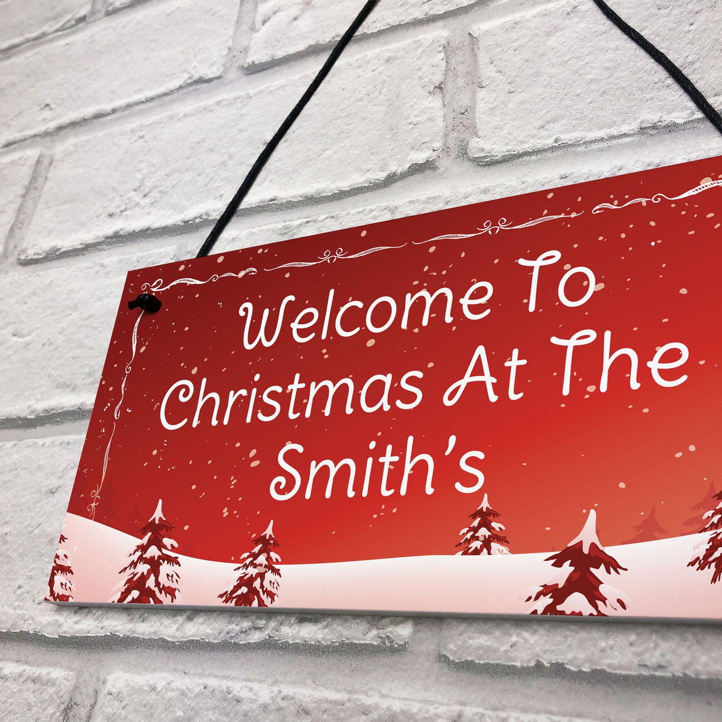 Personalised Hanging Christmas Decoration Welcome Plaque