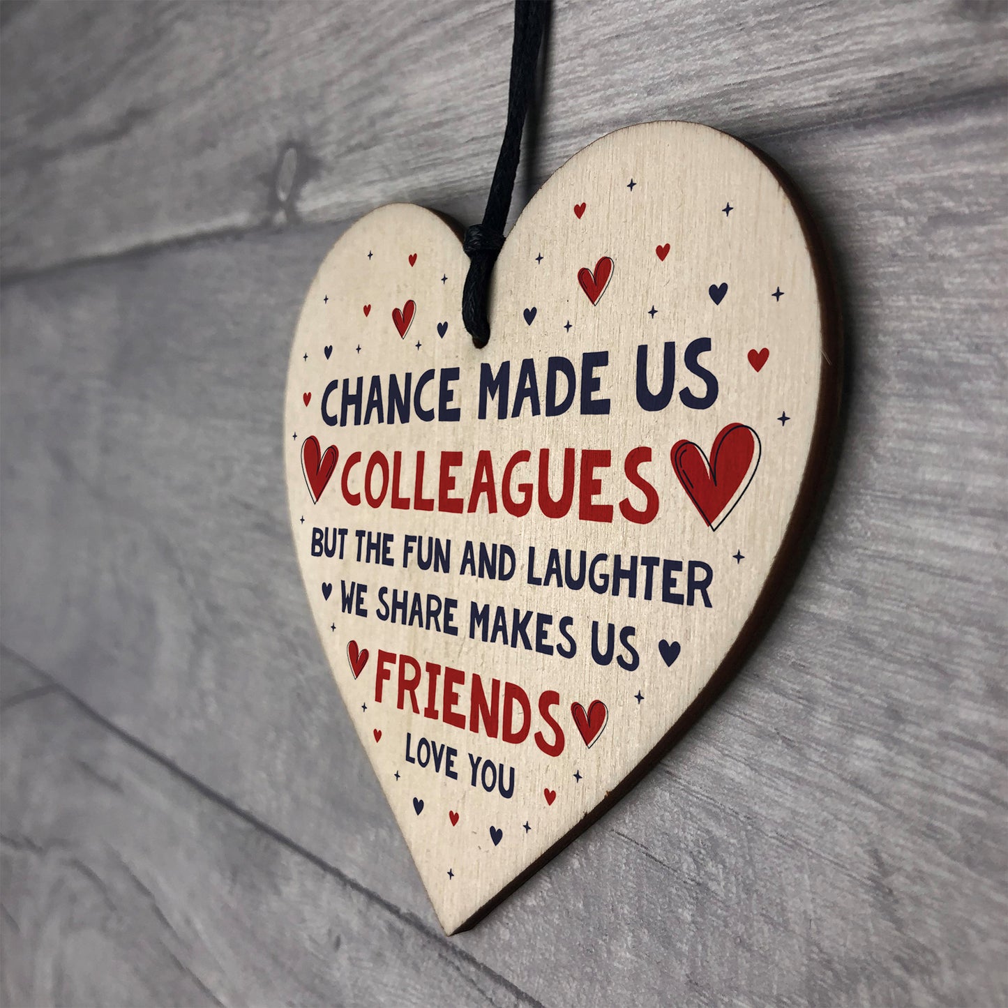 Colleague Fun And Laughter Wood Heart Leaving Gift For Colleague