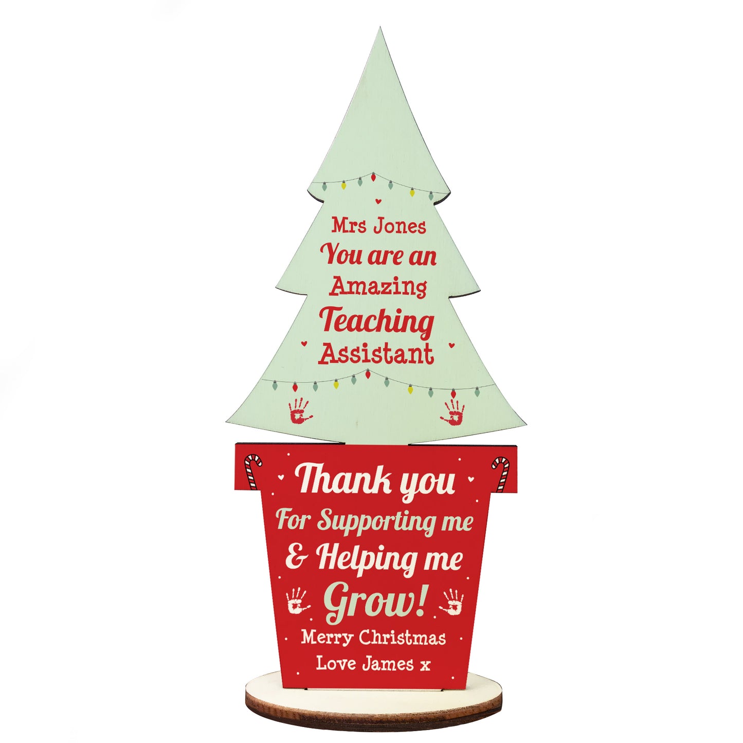 Personalised Teaching Assistant Gift Wood Tree Thank You Gift