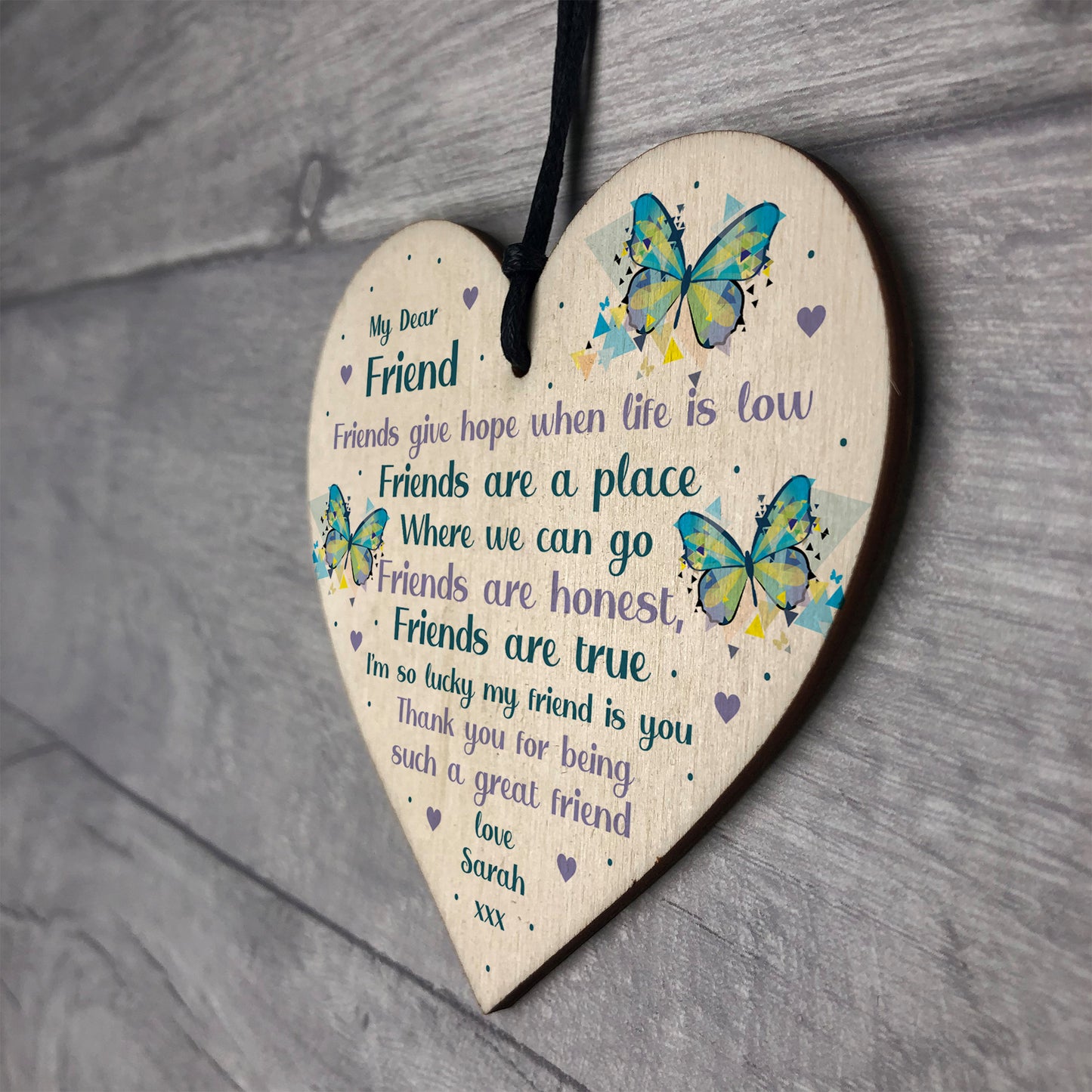 Best Friend Plaque Friendship Sign Personalised Heart Birthday