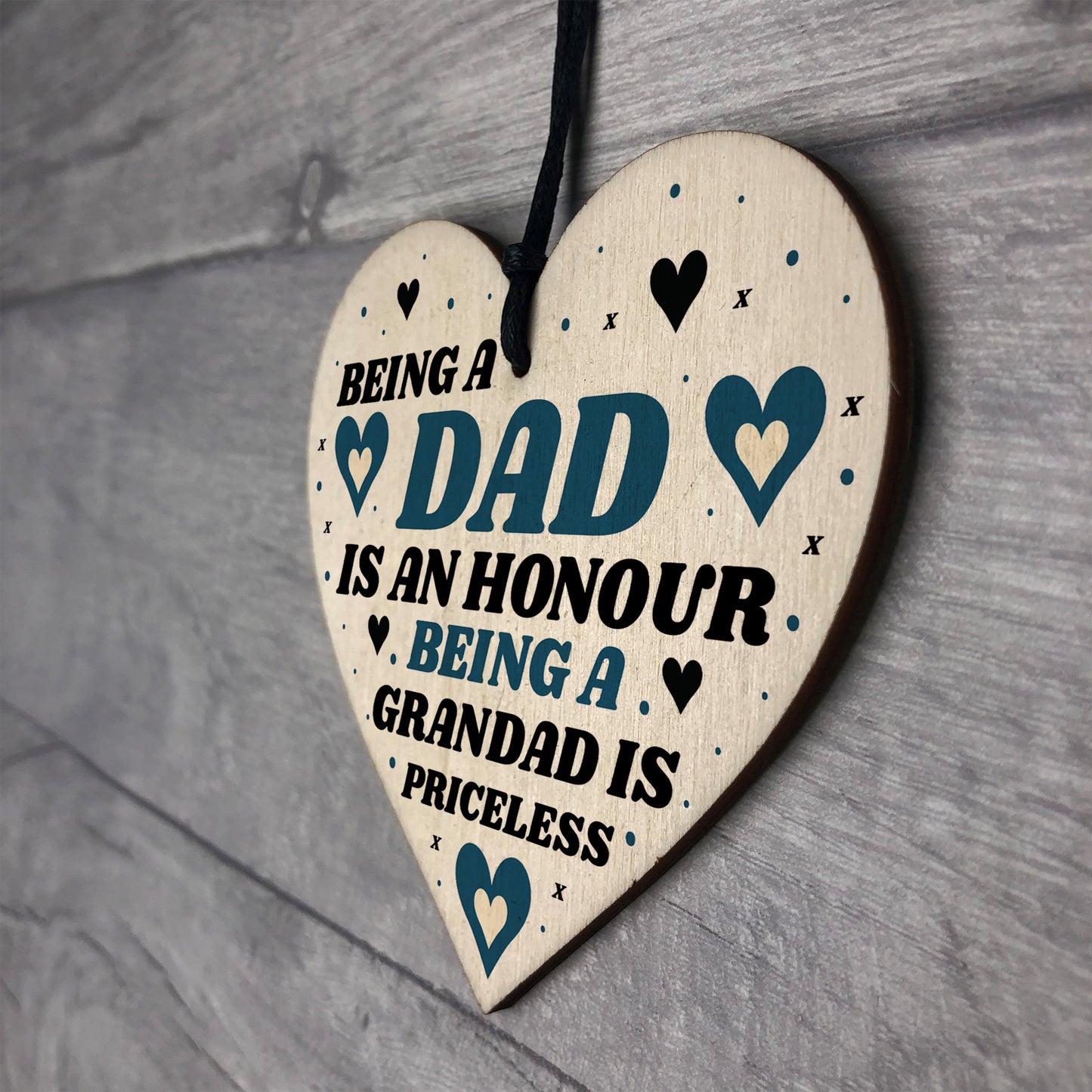Gift For Dad Grandad Wood Heart Birthday Christmas Gift Thankyou