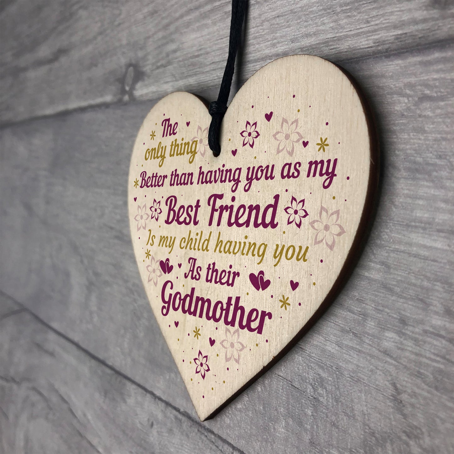Best Friend Godmother Gifts Wooden Heart Plaque Thank You Friend