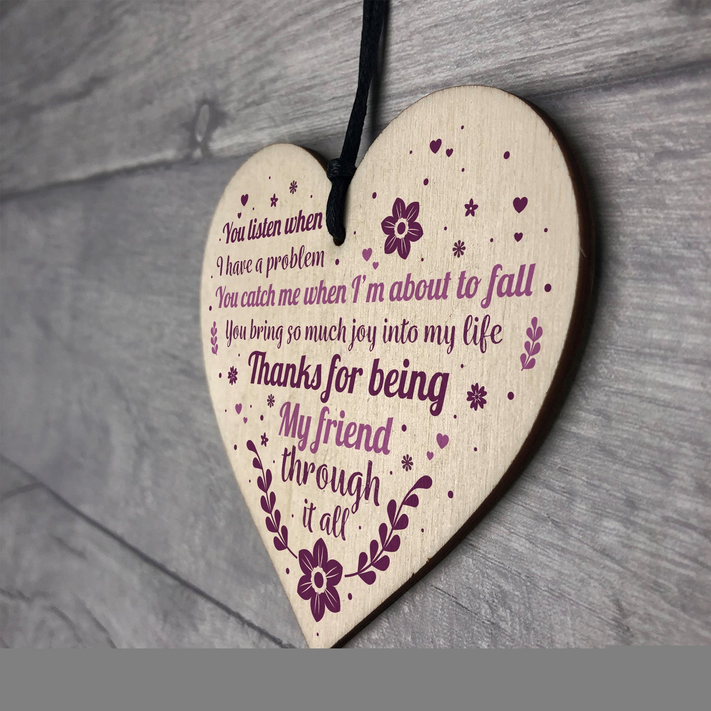 Friendship Best Friend Gift Wooden Heart Thank You Novelty Gift