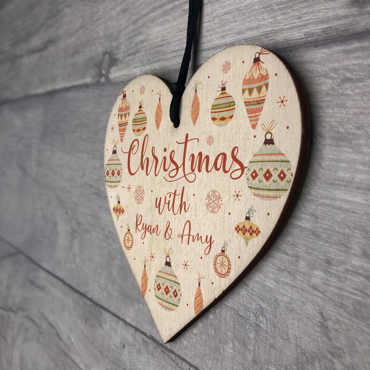 Personalised Hanging Christmas Decoration Heart Christmas Sign