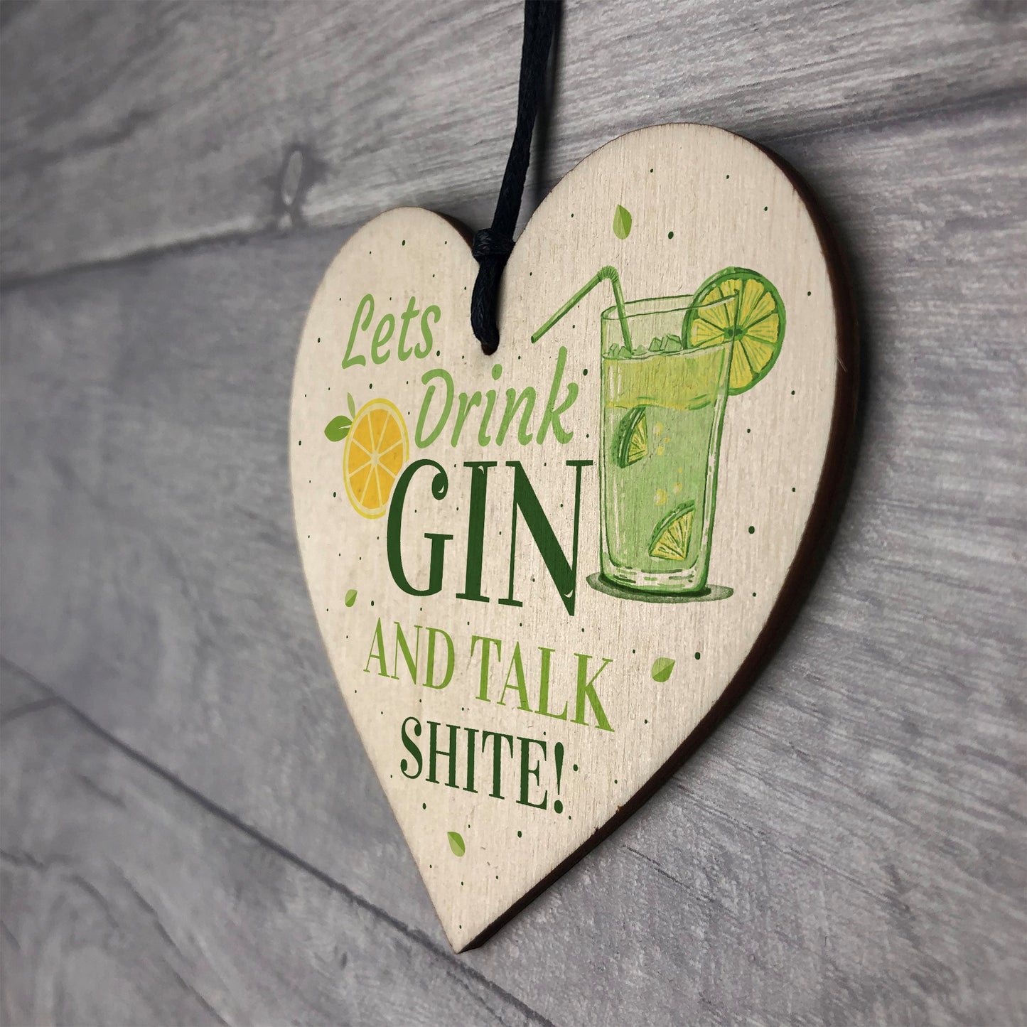 Drink Gin Novelty Handmade Wood Heart Alcohol Friendship Gift