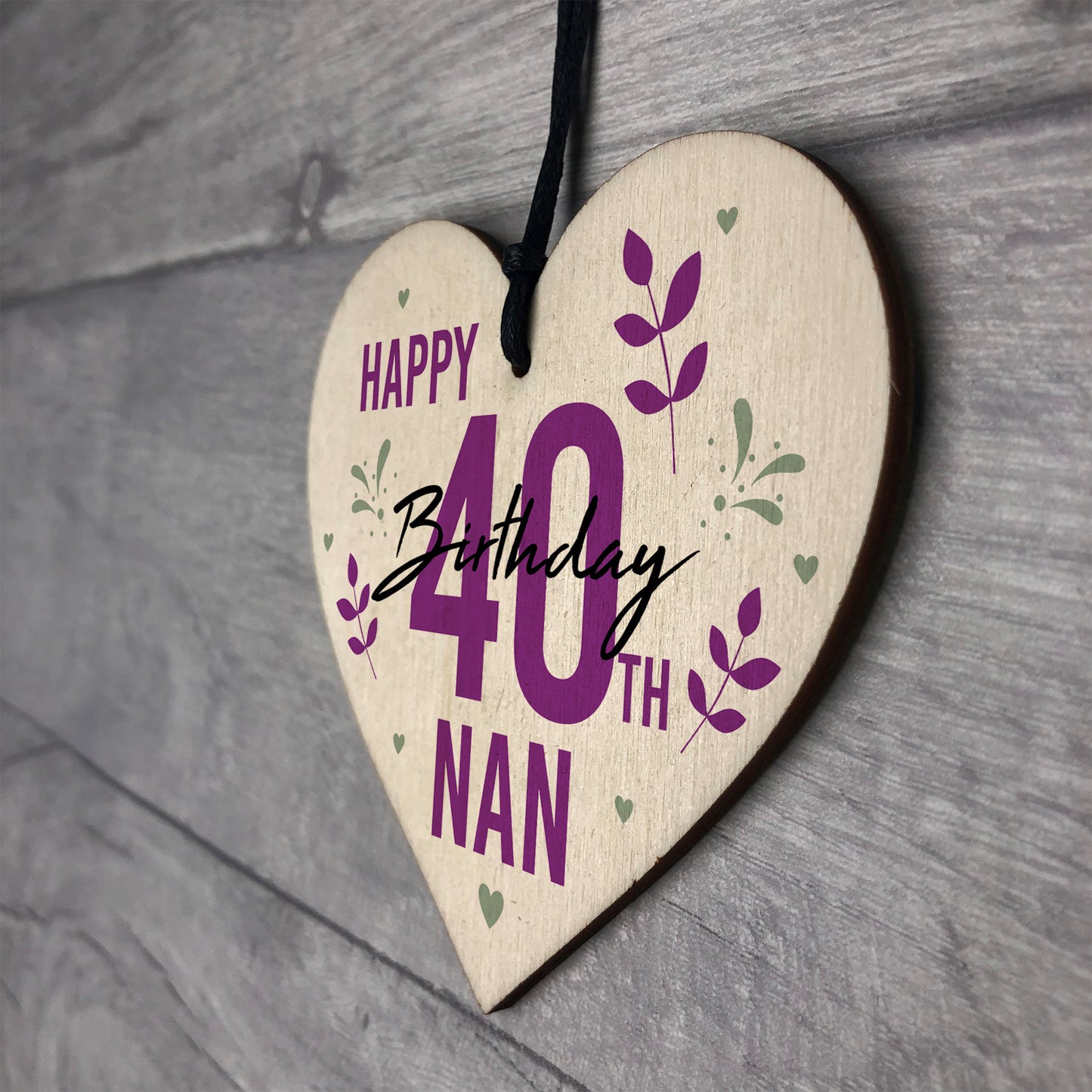 Personalised 40th 50th 60th Birthday Gift For Nan Wood Heart