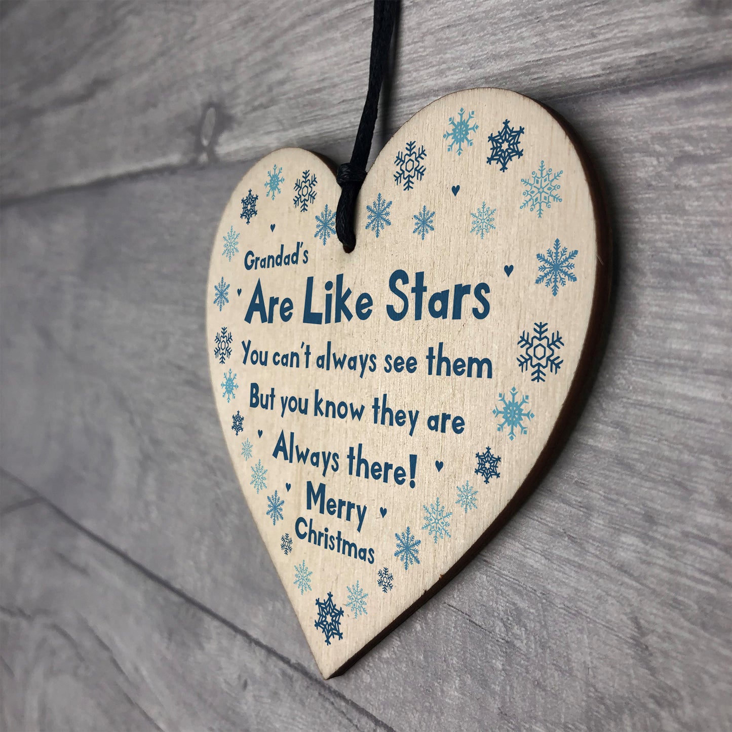 Grandad Christmas Wooden Heart Gift For Grandfather Novelty Gift