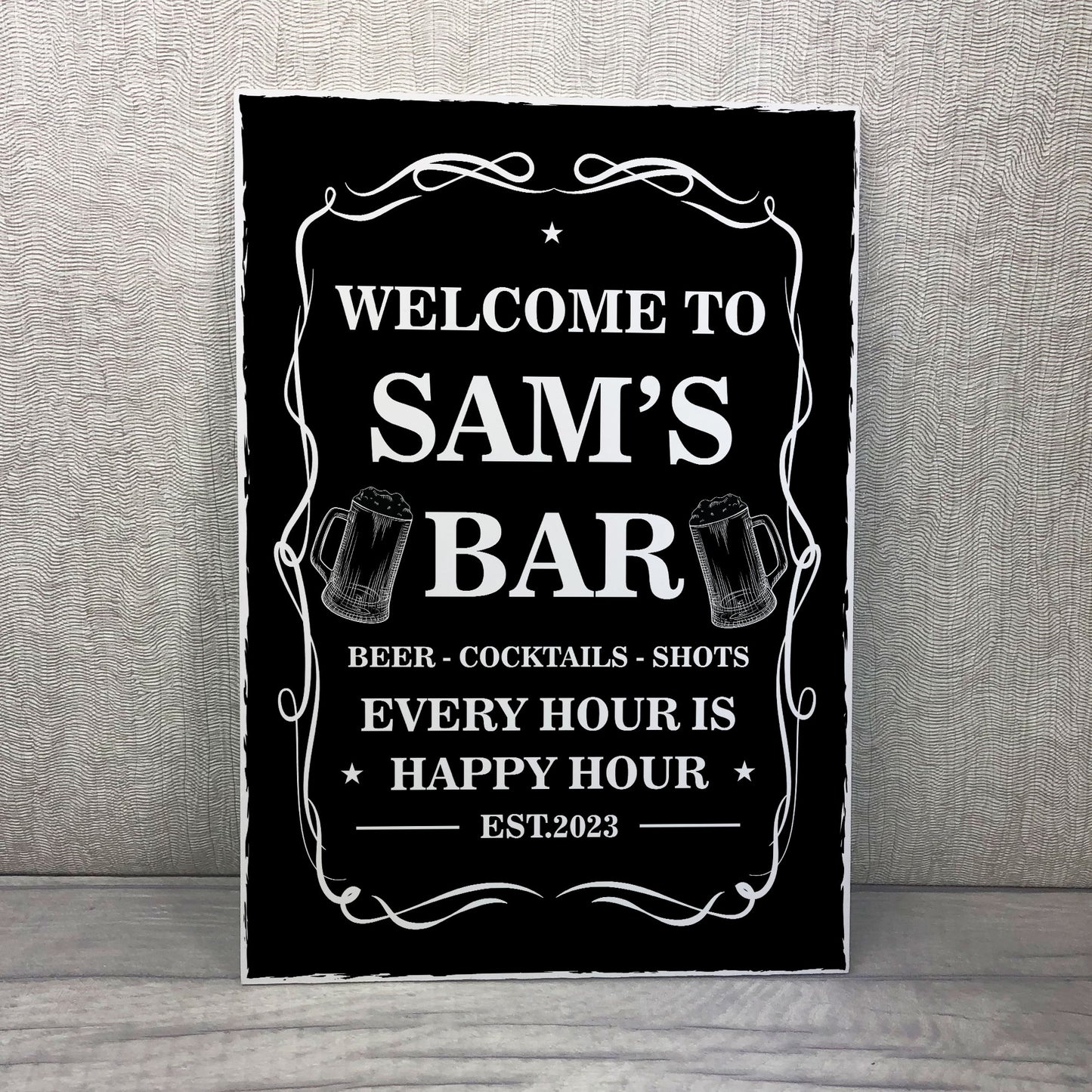 Home Bar Sign Personalised Shabby Chic Bar Sign For Man Cave