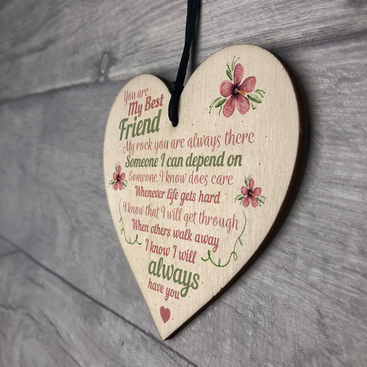 Best Friend Friends Plaque Wooden Heart Birthday Thank You Mum