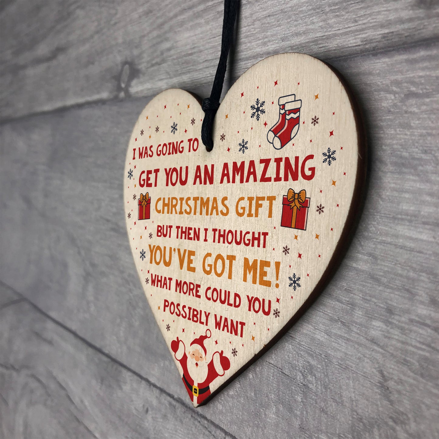 Funny Christmas Gift For Mum Dad Sister Brother Wooden Heart