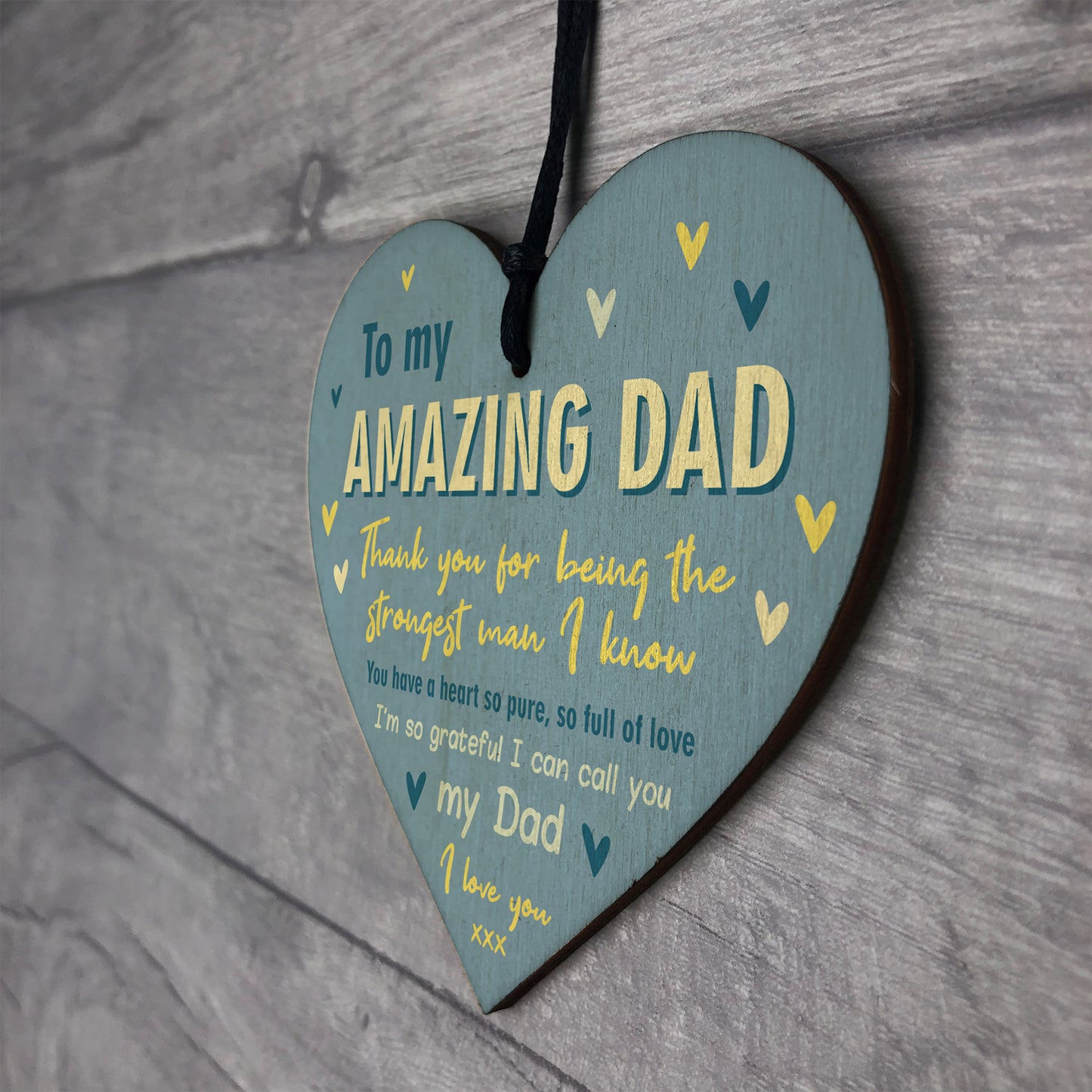 Gift For AMAZING DAD For Fathers Day Birthday Wooden Heart
