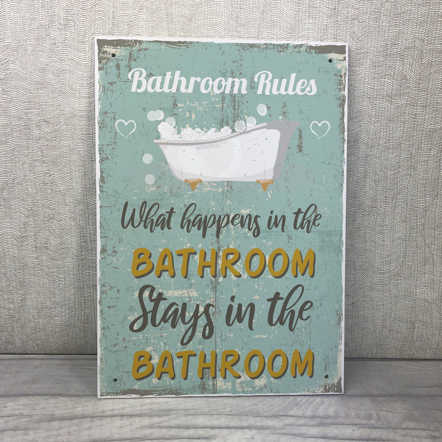 Shabby Chic What Happens In The Bathroom Funny Sign Plaque