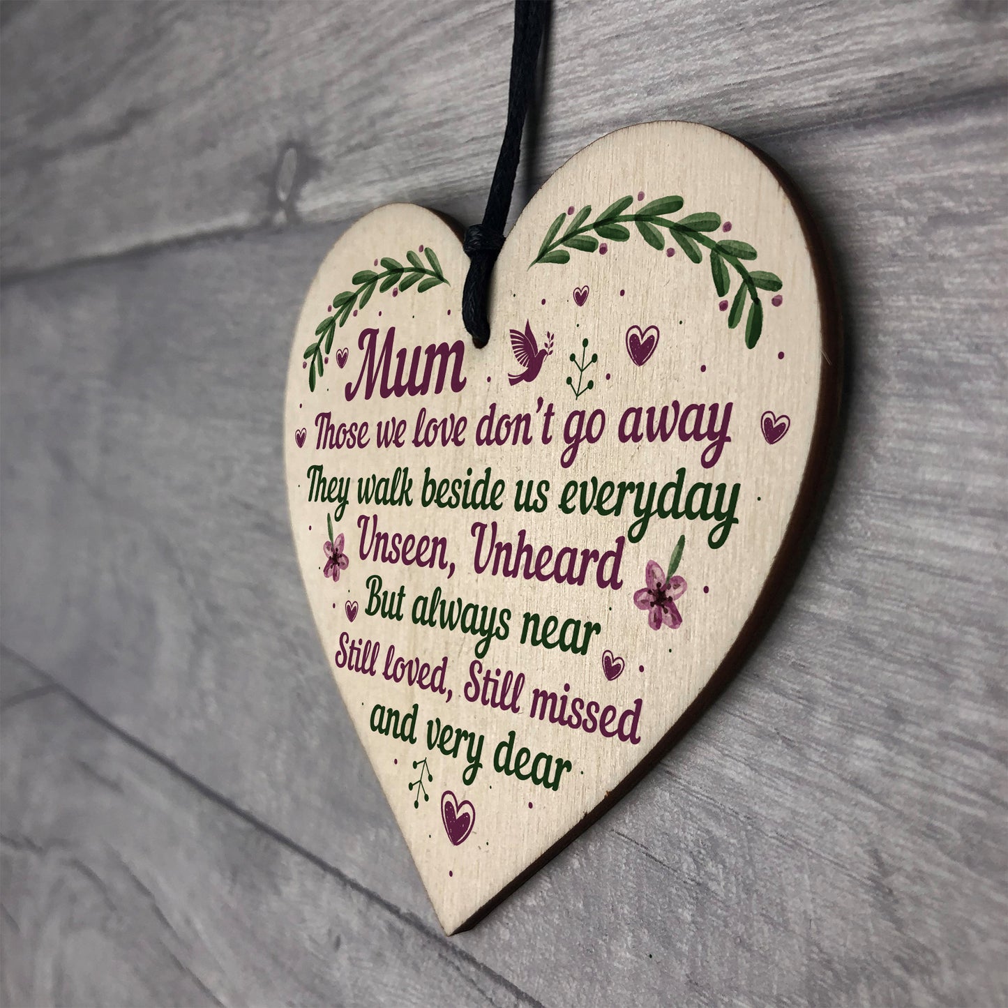Mum Memorial Plaque Christmas Bauble Grave Wooden Hanging Heart