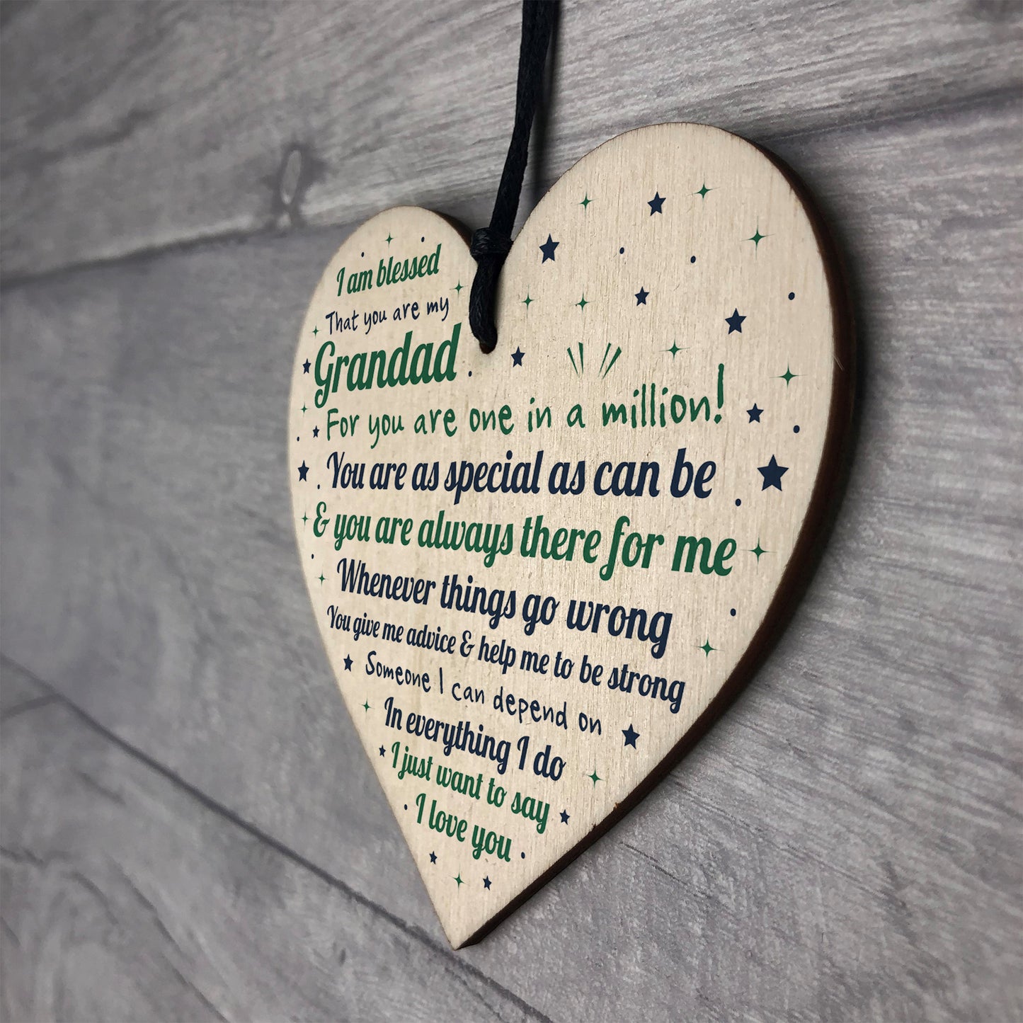 Gift For Grandad Wooden Heart Grandad Birthday Christmas Gifts