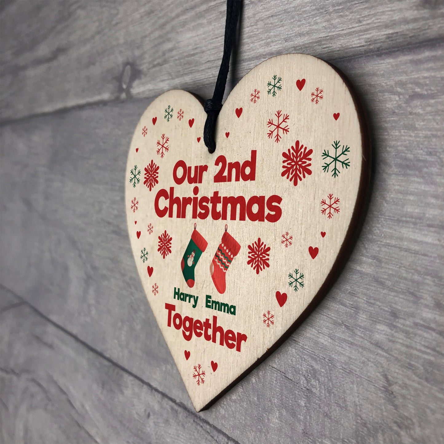 Personalised Our 2nd Christmas Together Bauble Heart Decoration