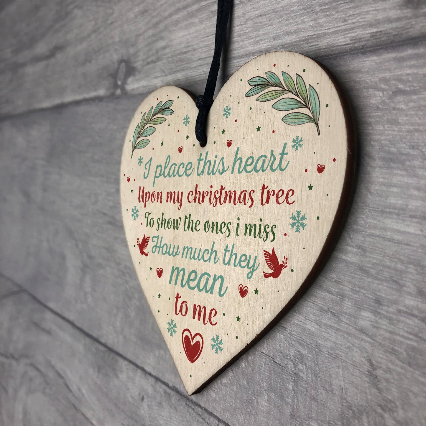 Christmas Tree Decoration Memorial Wooden Heart Plaque Gifts