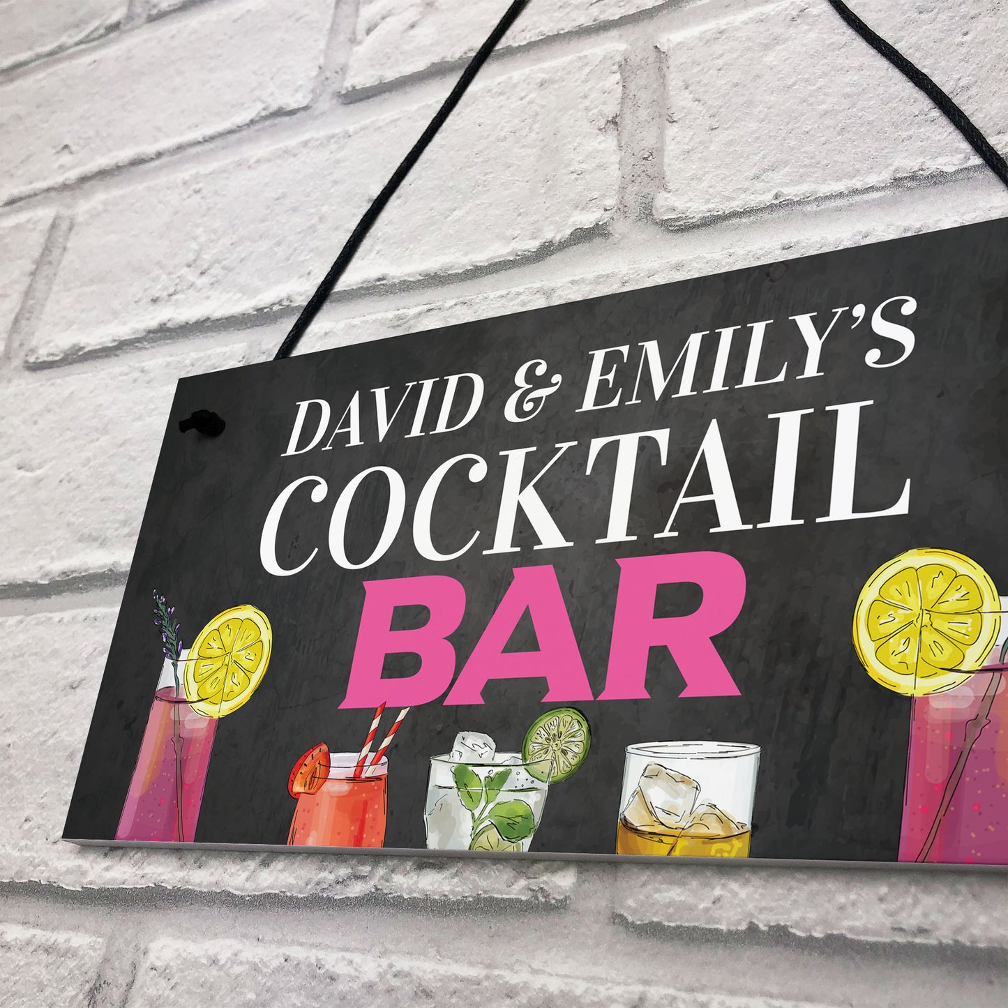 Personalised Cocktail Bar Hanging Bar Pub Home Bar Sign Gift