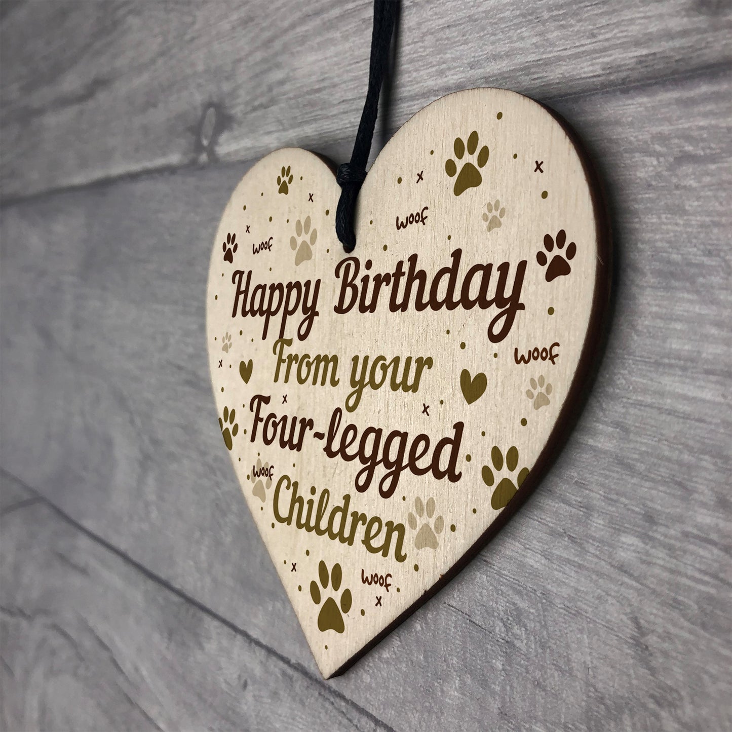 FUNNY Birthday Gift For Mum Dad Wooden Heart Gift From Dog