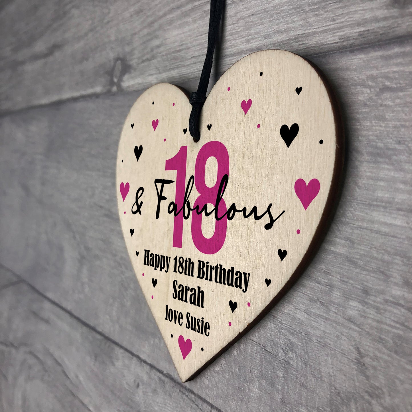 18 And Fabulous Gift Wood Heart Personalised 18th Birthday Gift