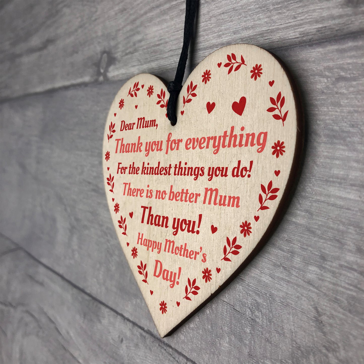 Thank You Plaque Wood Heart Mothers Day Gift From Daughter Son