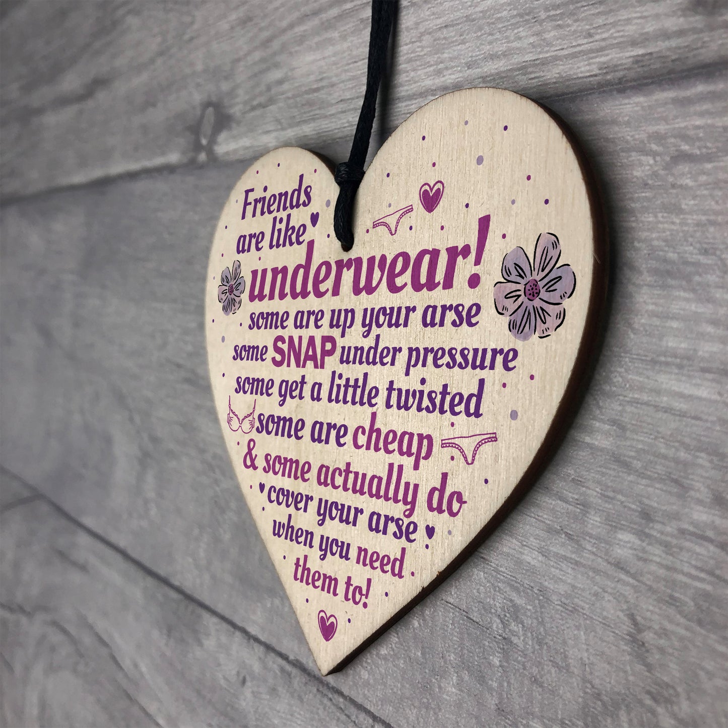 Novelty Handmade Friendship Gift Funny Wood Heart Sign Birthday