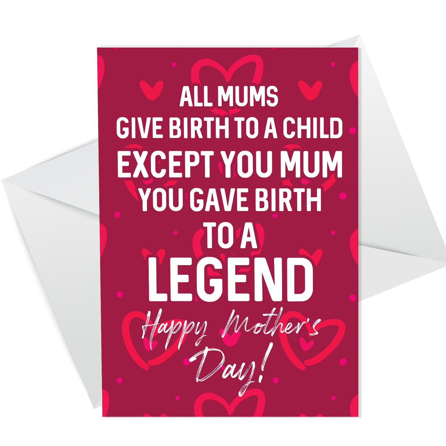 Funny Mothers Day Card And Heart For Mum From Daughter Son