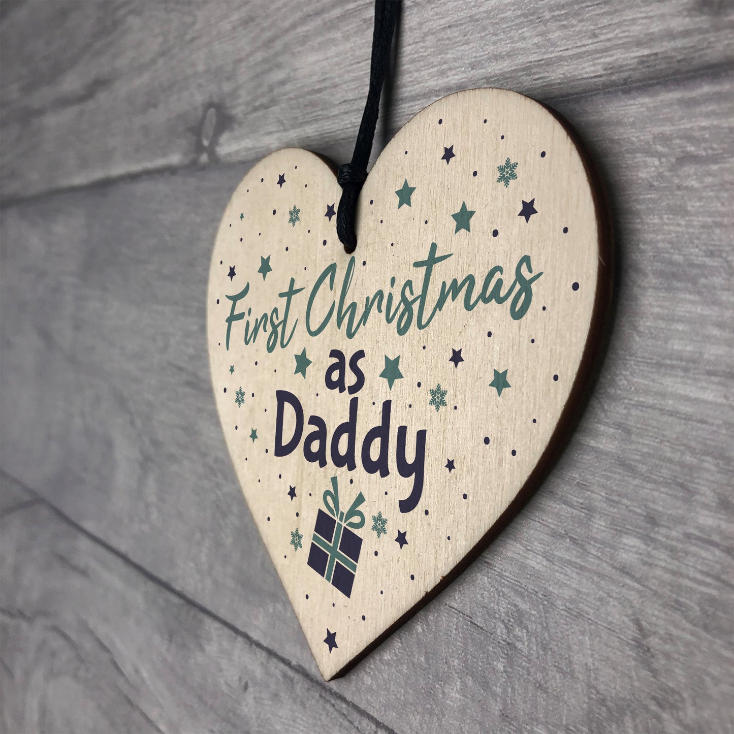 First 1st Christmas As Daddy Tree Decoration Bauble Wooden Heart