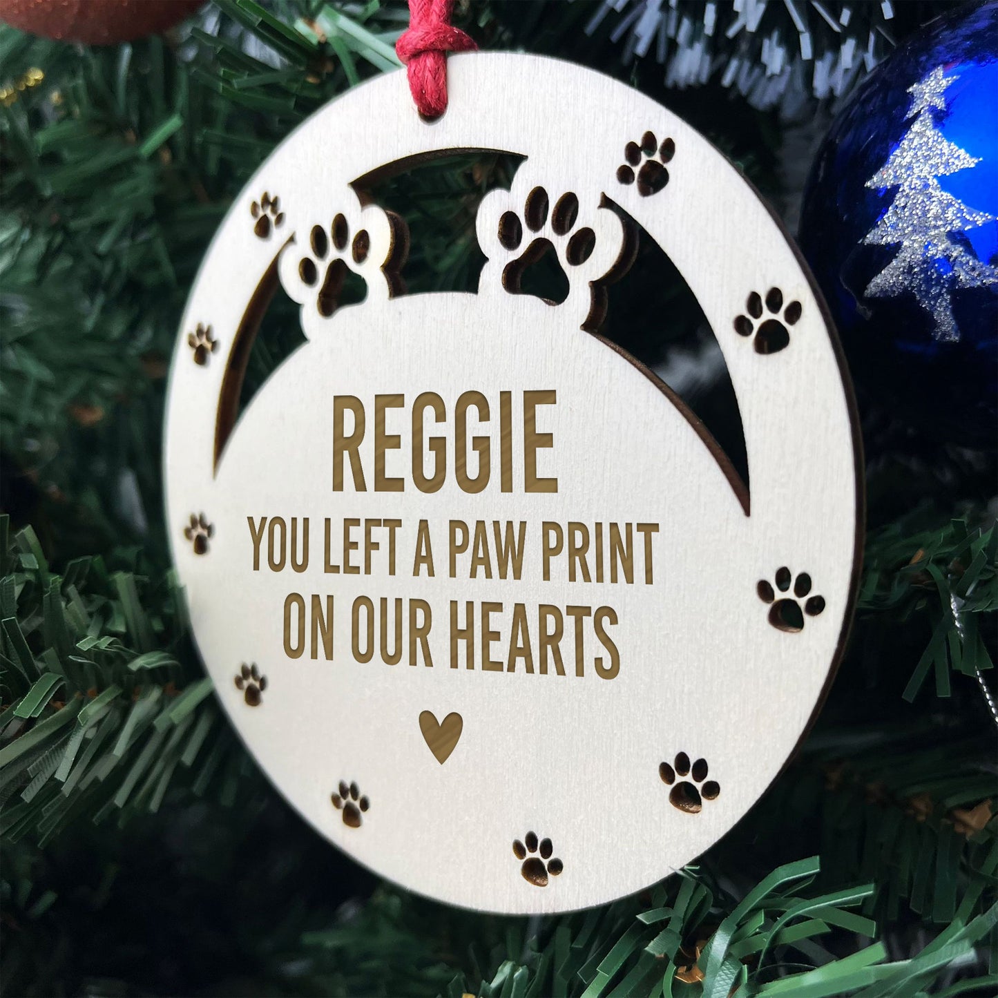 Personalised Wooden Cat Dog Memorial Christmas Tree Decoration