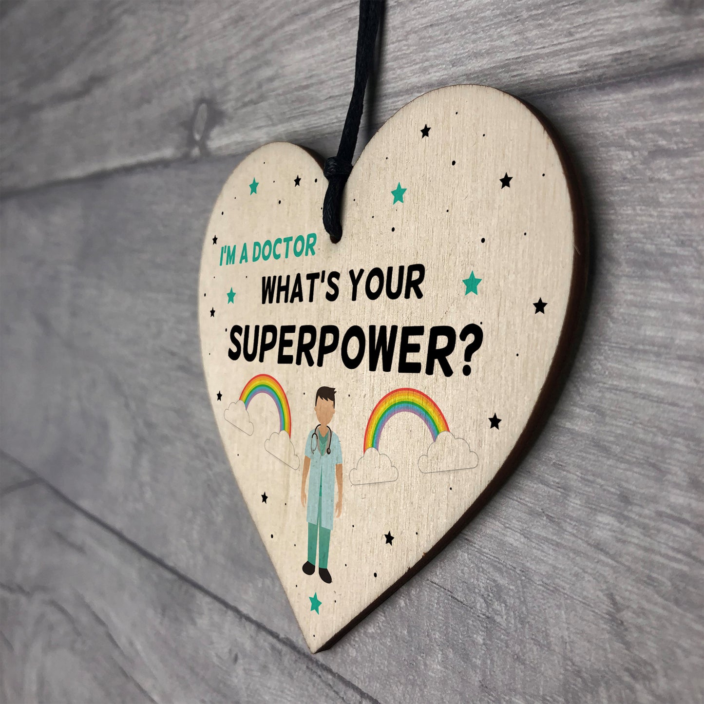 NHS Doctor Thank You Gift Wooden Heart Hospital Present