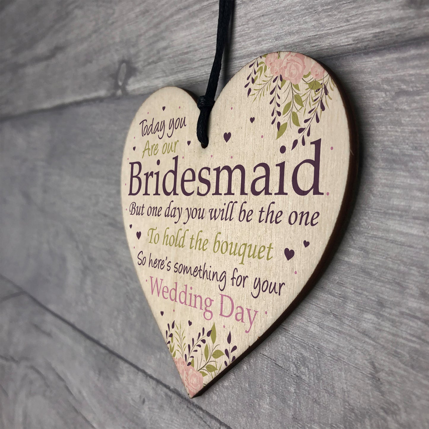 Bridesmaid Wedding Gift Thank You Wooden Heart Bouquet Decor